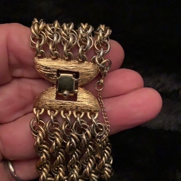 GOLD MONET MULTI ROPE CHAIN VINTAGE BRACELET 7” - Picture 3 of 5
